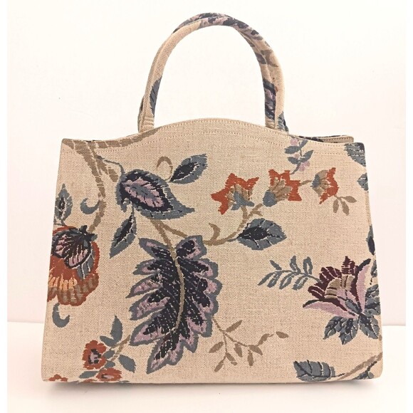 VTG Margaret Smith Floral Tapestry Lg Top Handle Bag USA - Picture 2 of 10